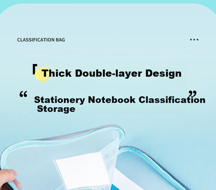 GuangBo L-Shaped Transparent Mesh Tutoring Bag, Subject Bag, Three-Layer A4 File Folder, Student Exam Paper Storage Zipper Bag, Stationery Bag, A08010 5