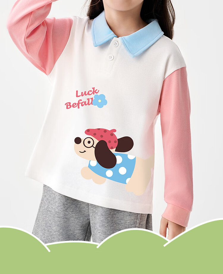 Badibadi Infant And Toddler Girls' Pure Cotton Long-Sleeve T-Shirt with Raglan Sleeves, Versatile Comfortable Base Layer, Pink, Colorful Dogs, Size 80 2