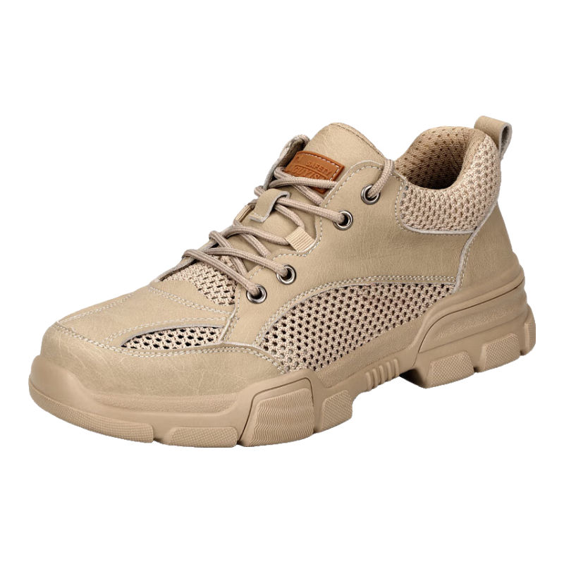 Fumeier Safety Shoes for Men, Summer Breathable Anti-Smashing Anti-Puncture Steel Toe Ultra-Light Comfortable Work Functional Shoes 1115T Size 37
