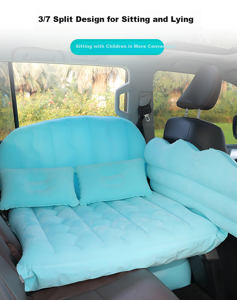 Adandyish Storage Bench Three-Sevenths Car Inflatable Bed, Car Sleeping Pad, Rear Seat Travel Mattress, Gray 9