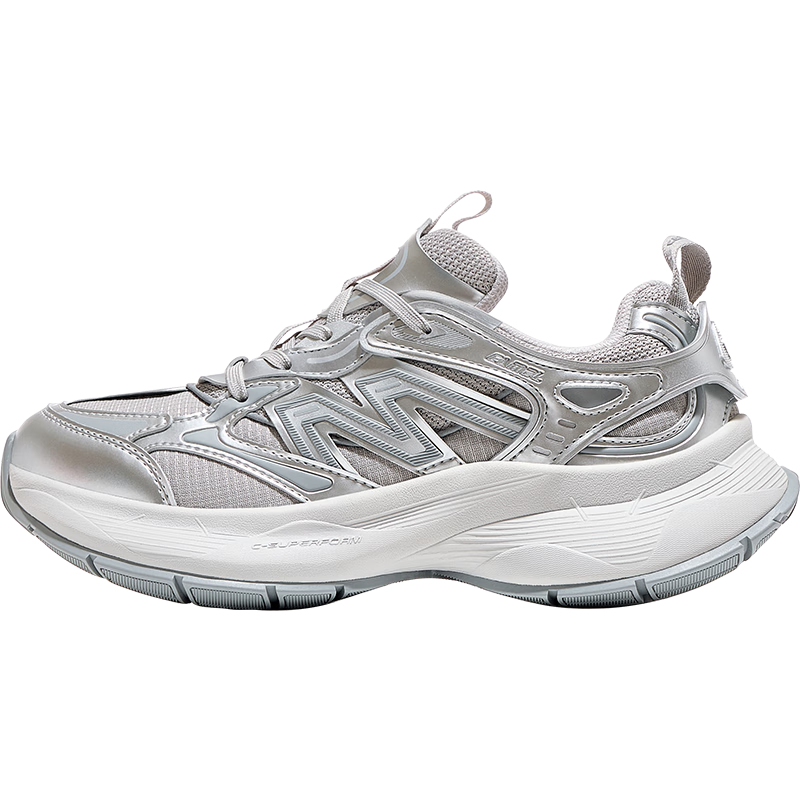 CAMEL Women's Thick-Soled Retro Casual Sneakers K25C09L7047 Silver White Ultimate Gray Size 40