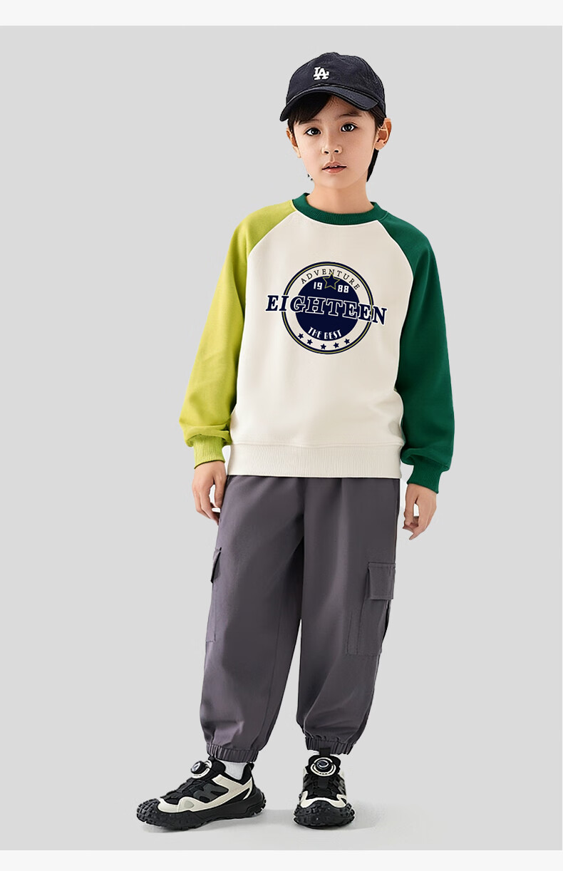 BOBDOG Boys' Pullover Sweatshirt Spring and Autumn Raglan Colorblock Long Sleeve Top for Kids and Teens 8