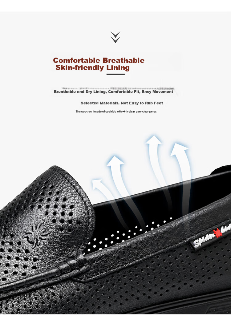 SPIDER KING Business Casual Shoes, Simple Slip-On Men's Shoes, Lightweight Comfortable Loafers, Men's Leather Shoes, 36205, Black, Size 44 7