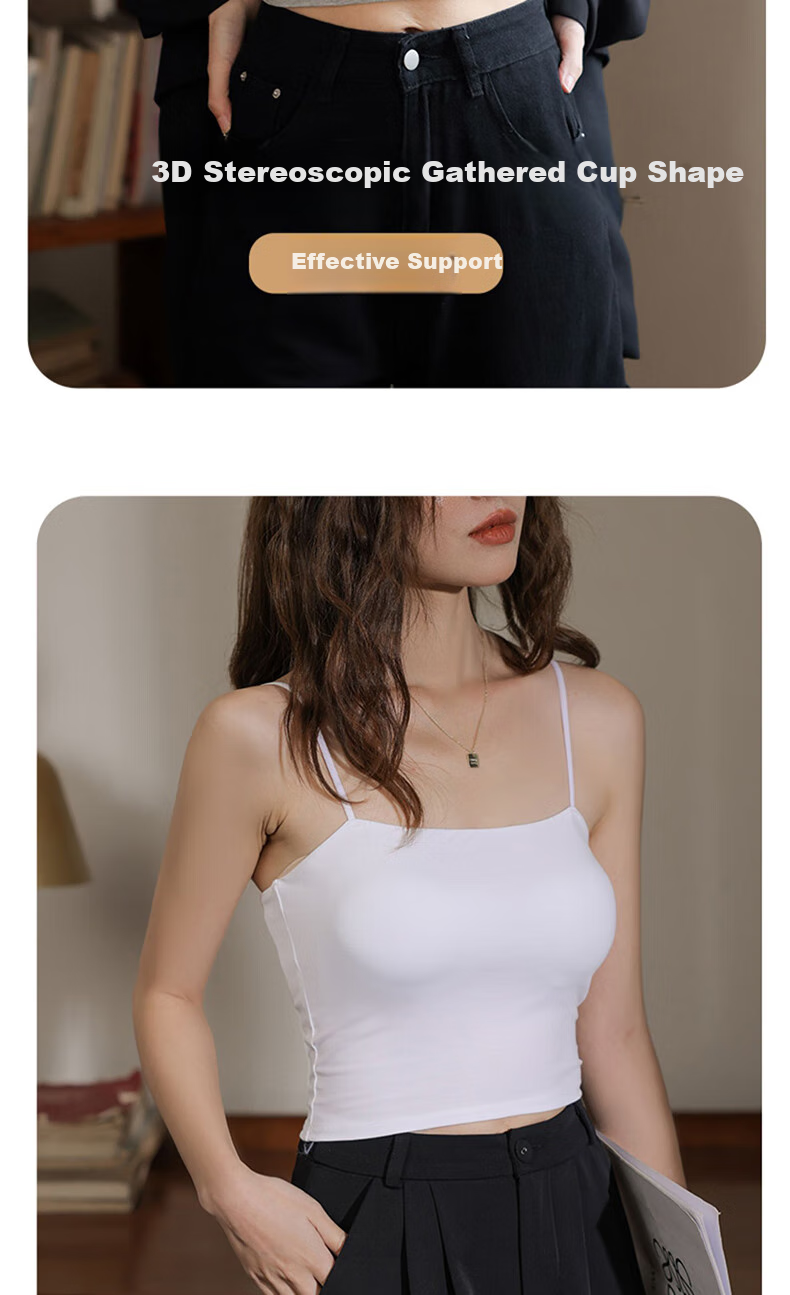 LangSha Camisole Tank Top for Women with Built-In Bra Pads, Sexy Backless Vest, Inner Wear, One-Piece Camisole Bralette 9