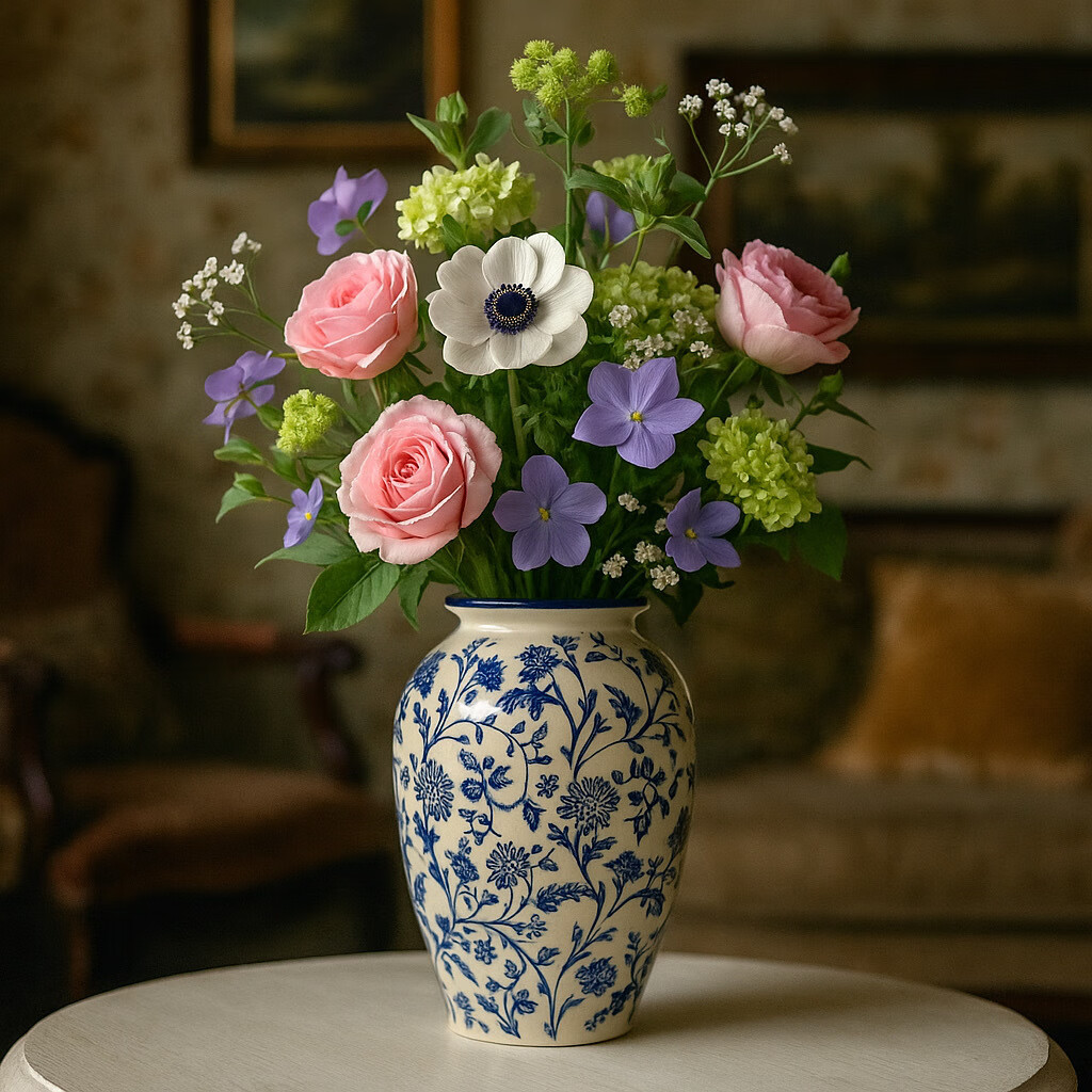 Mudingding New Chinese-Style Blue And White Porcelain Vase, Luxurious High-End Office Decoration, Dining Table Ornament, Flower Vase, Birthday Gift 6