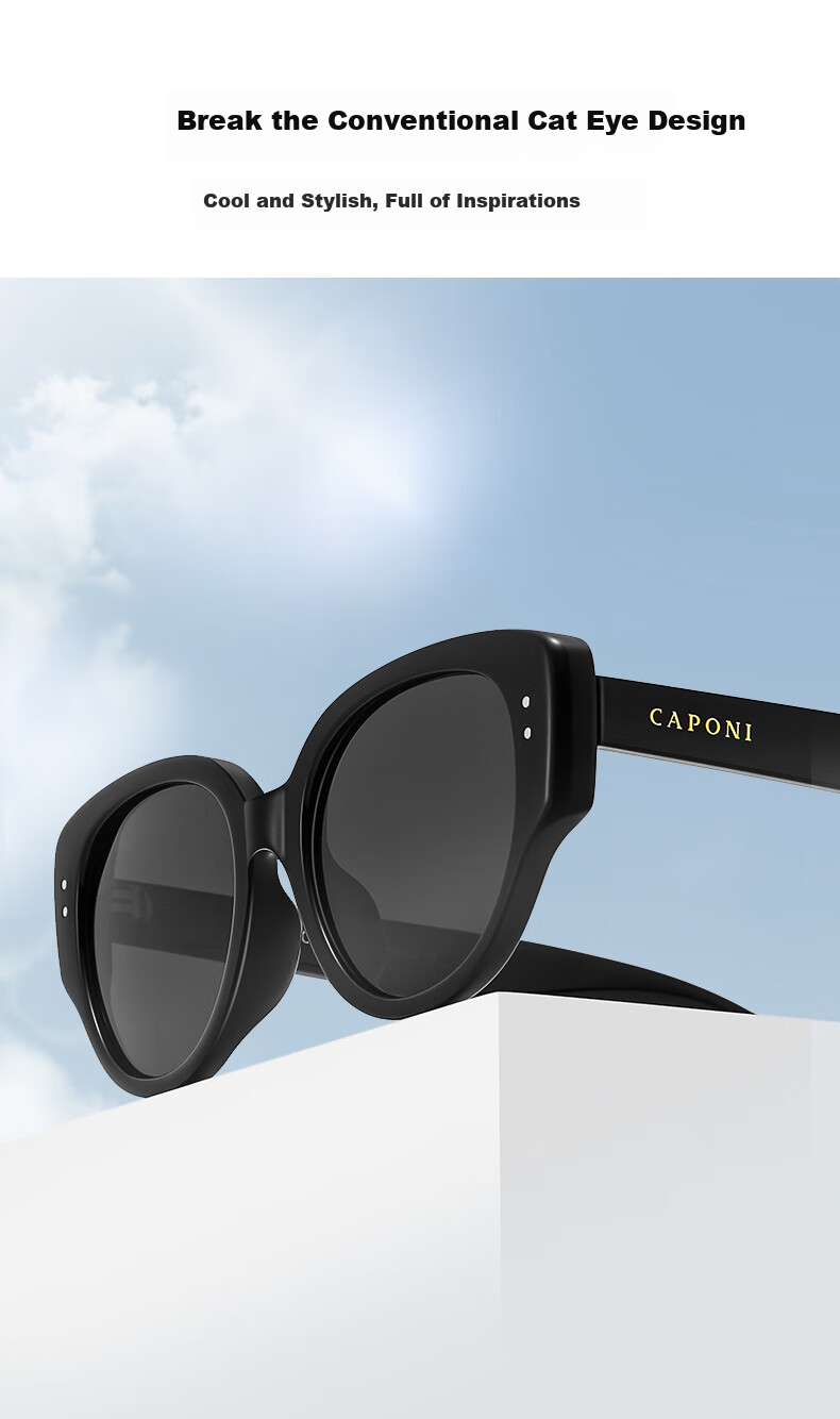 CAPONI Cat Eye Sunglasses for Women, Polarized Sunglasses, Father's Gift for Boyfriend, Girlfriend Or Wife, Practical Eyewear Gift Box Set 5