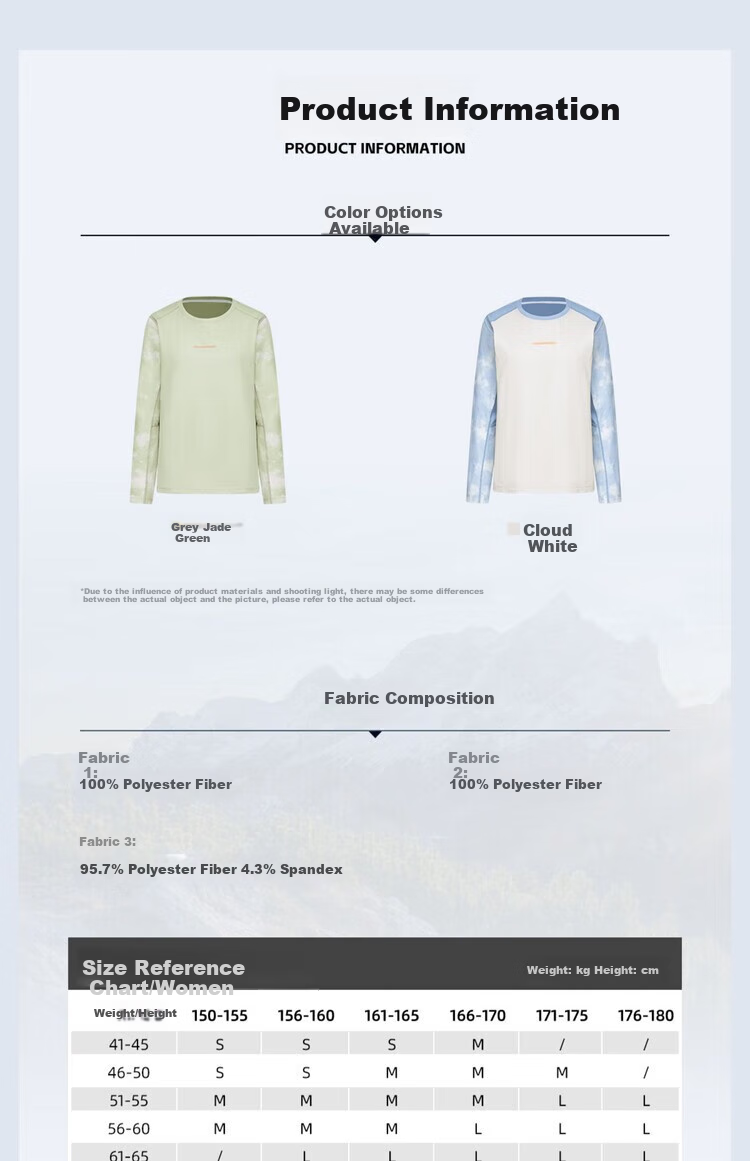 SURPINE Cloud-Walking Series Quick-Dry Sun Protection T-Shirt for Women, Moisture-Wicking Outdoor Hiking Climbing Long Sleeve Gray Jade Green S 9