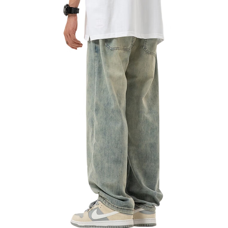 Джинсы MMOPTOP American-Style High Street Casual Washed Jeans для мужчин, осень-зима, свободные винтажные прямые штаны Y03, светло-голубой, 3XL