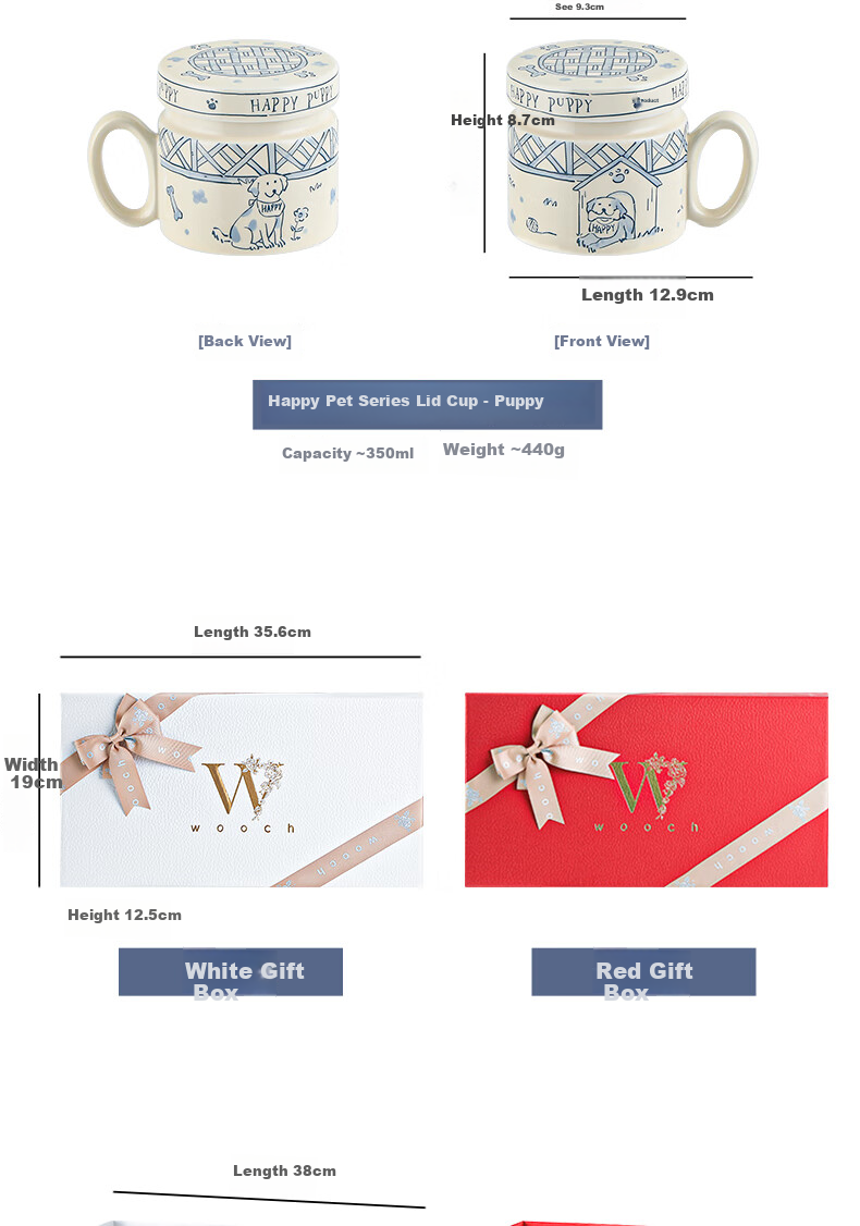 WOOCH [Mid-Autumn Festival Gift] Mug Couple Gift Box Set, Water Cups for Lovers, Friends, Birthday, Wedding, Housewarming 9