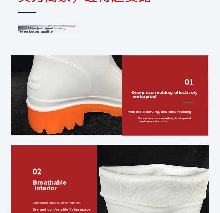 Gongtai Oil And Acid Resistant Food Safety Boots, Rain Boots Waterproof Boots, White, 508mm Height/37.5cm High, Size 40 10