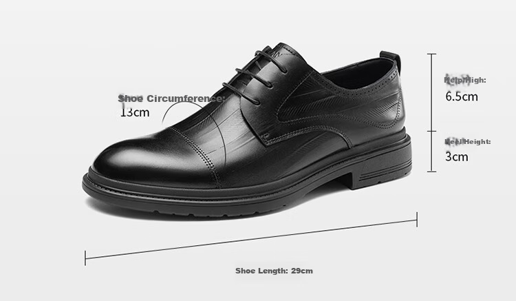 Aokang Men's Shoes, Spring Business Formal Leather Shoes, Men's Work Commute Lace-Up Leather Shoes, Black, Size 39 3