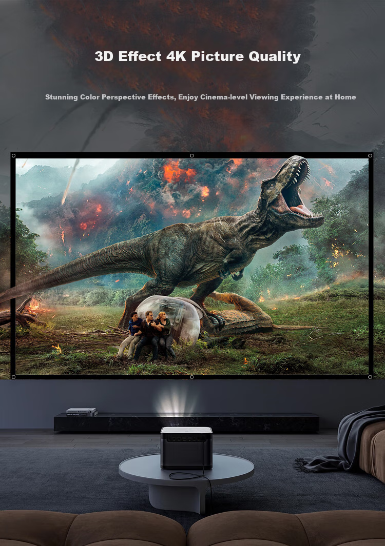 HAILE 100-Inch White Plastic Thickened Projection Screen 16:9 Wall-Mounted Bracket No Drilling Required Light-Resistant High-Definition Home Compatible with Jmgo, Xgimi, Xiaomi, Dangbei, Epson And Others 2