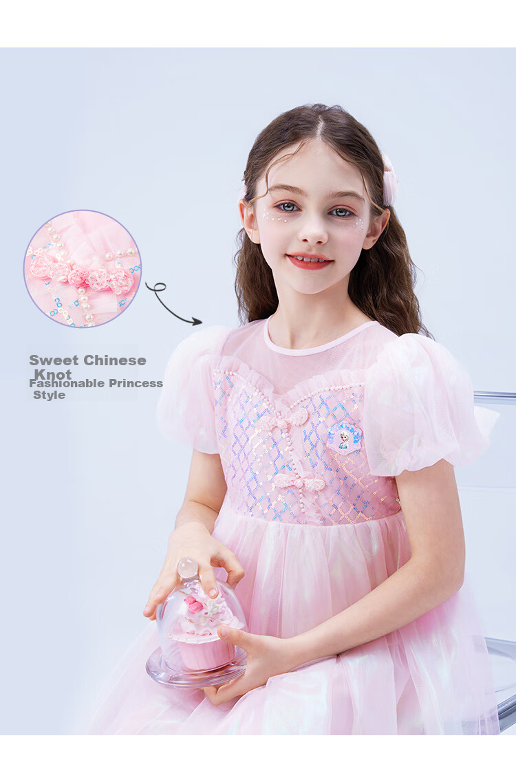 Disney Summer Princess Dress Girls Festival Gift Chinese Style Blue New Chinese Dress Girl Size 140 5