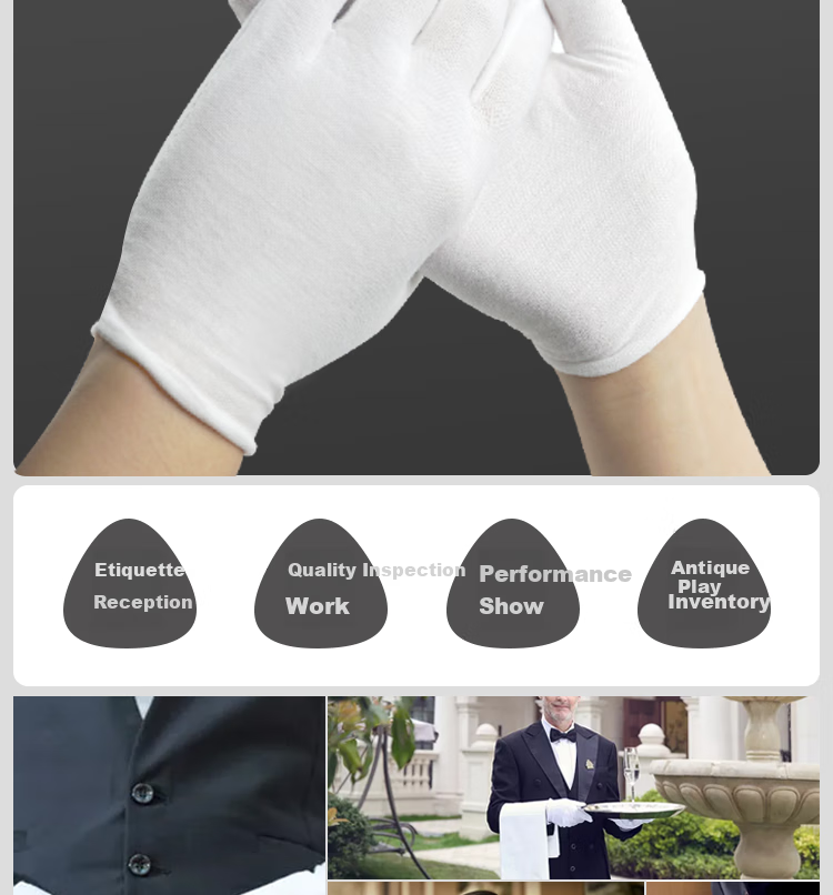 BAIGE White Gloves, Etiquette Gloves, Protective Work Gloves, Cotton Sweat Cloth, Jewelry And Antiques Inspection, Performance Driving Gloves 3