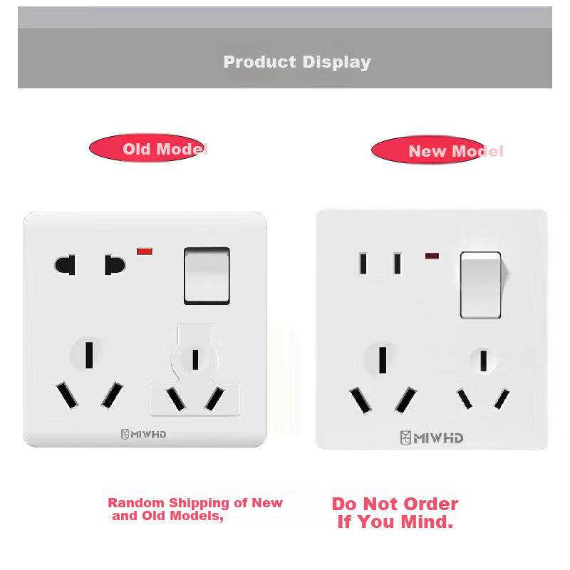 MIWHD Single Switch with Eight Holes And Light, Wall Panel Switch Socket, 86 Type, 10A-16A White Concealed Switch, MLGD-34/1 16 220 2 1