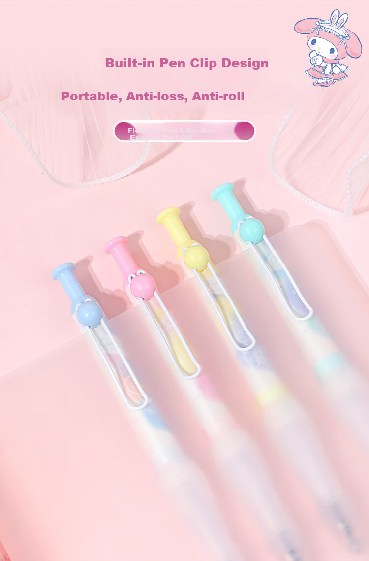 GuangBo &Sanrio Retractable Gel Pen, Black Smooth ST Tip Exam Pen Writing Pen Signature Pen, Stationery Gift, Random Style KT82171-H 7