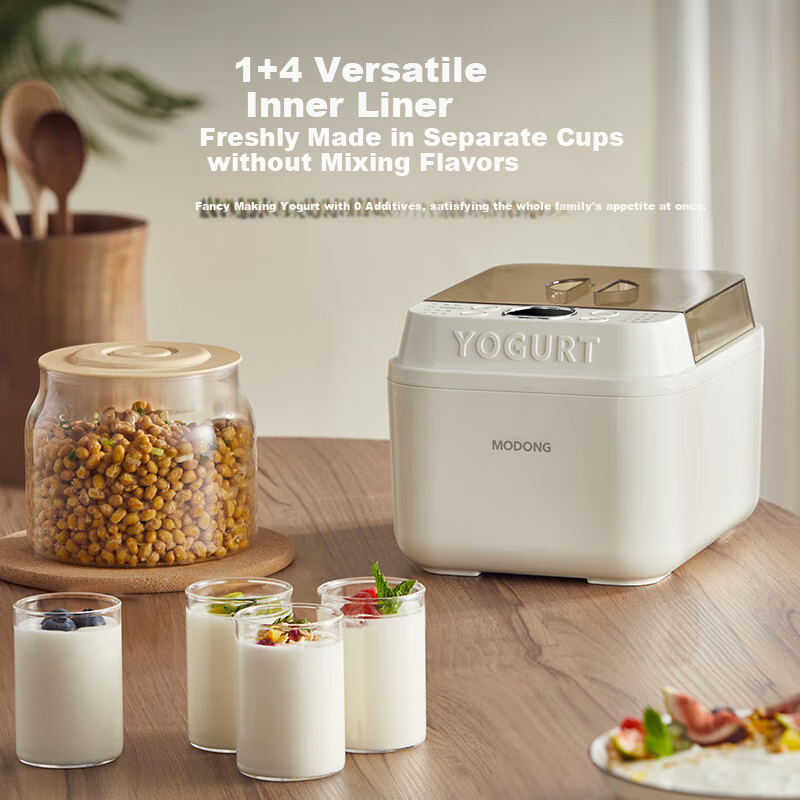 Modong Yogurt Maker, Home Automatic Rice Wine Maker, Baby-Grade 1L All-Glass Inner Tank, Yogurt Fermentation, 4 Cups, MD-SNJ01S