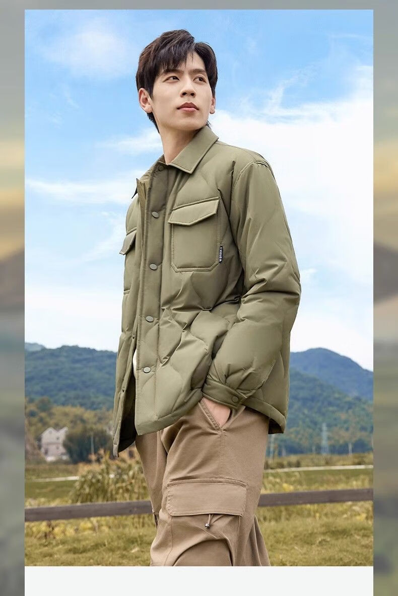 YAYA Men's Shirt Collar Down Jacket Winter 2025 Fashion Warm Lightweight Unisex Outdoor Casual Coat 1