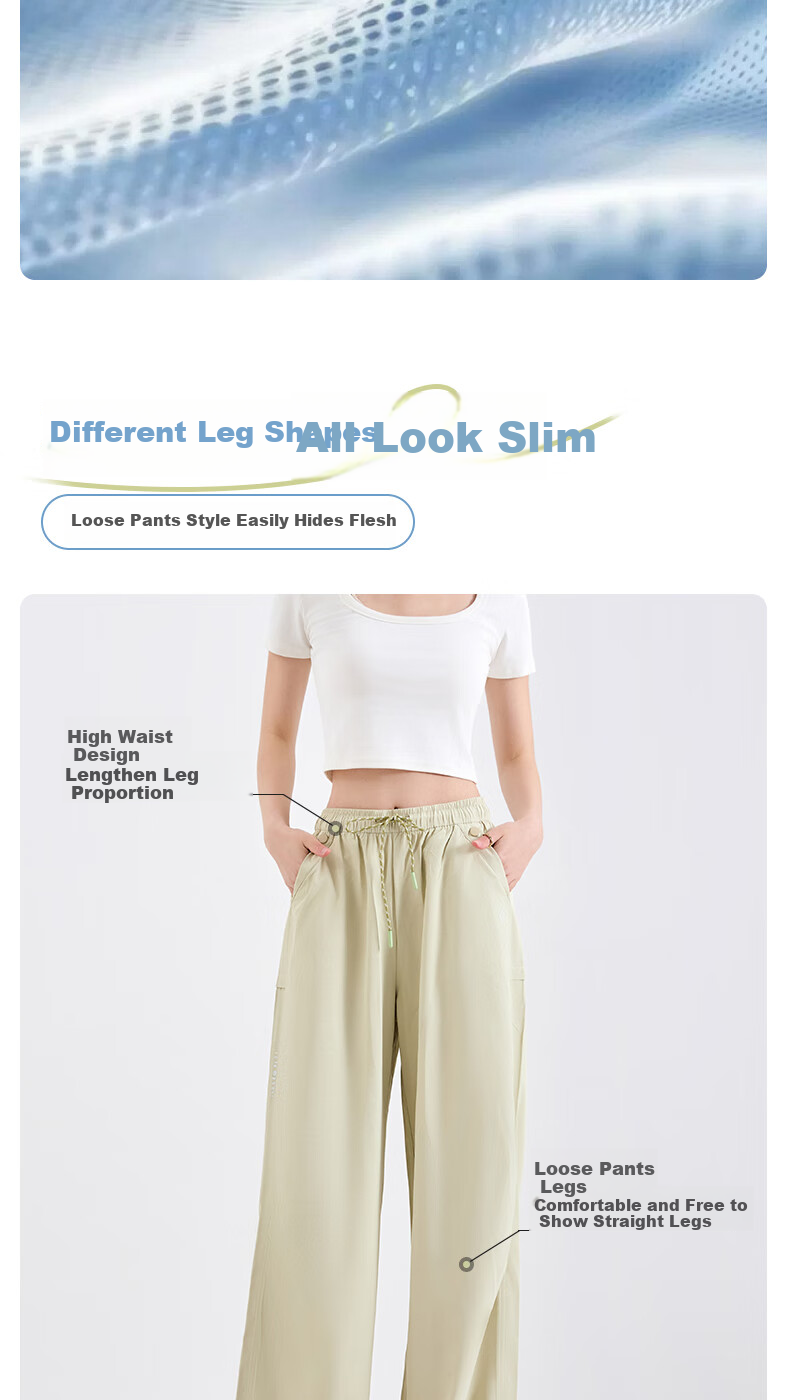 BOPRUIEY Women's Cargo Pants, Summer Style, Draping Quick-Dry, Elastic Ankle, Wide-Leg, Two-Way Wear, Casual Sports, Loose Straight-Leg Pants 4
