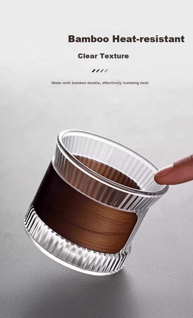 CLITON Coffee Mug Japanese Vertical Striped Anti-Scalding Glass Cup Tea Cup Home High Aesthetic Latte Espresso Cup Glass Water Cup 6