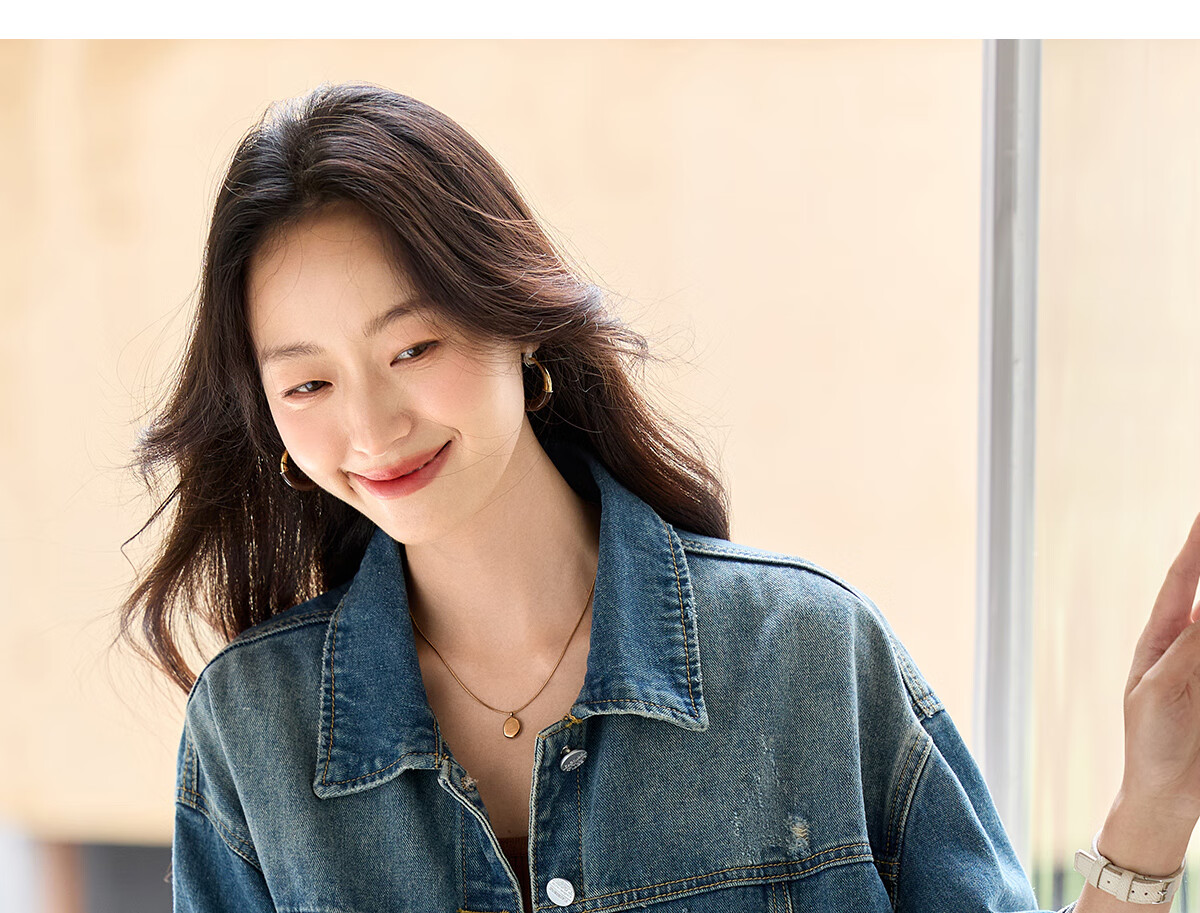 Pincai Women's Denim Jacket Trendy Retro Double Pocket Design Casual Versatile Top P53D006 25