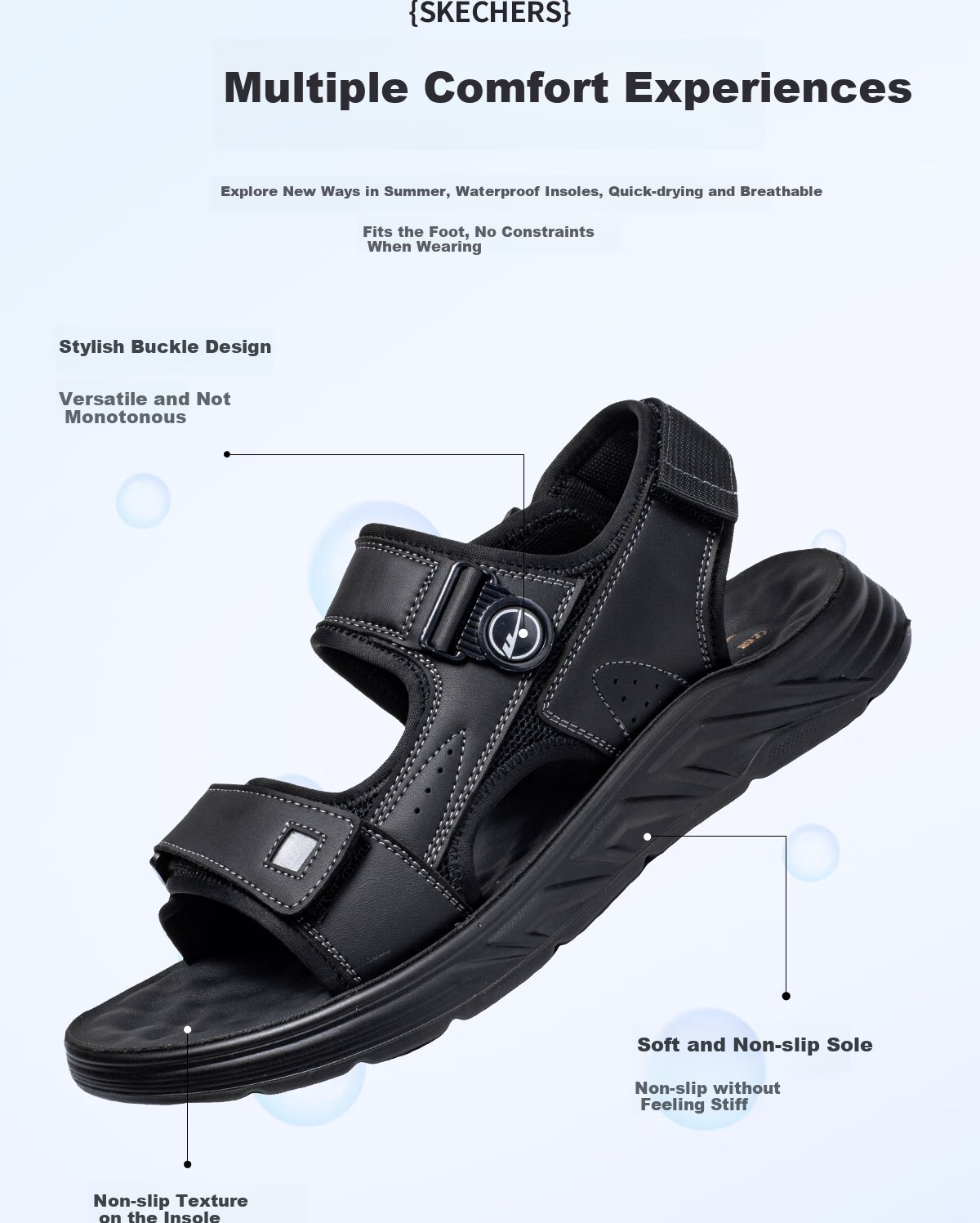 Warrior Men's Sandals Summer Breathable Versatile Thick-Soled Beach Shoes Fashion Sports Comfortable Casual Shoes Gray Black Size 41 7