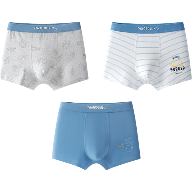 YING BO LUN Youth Underwear Development Period High School Students Boxer Briefs 10807 Underwear 3 Pieces 160