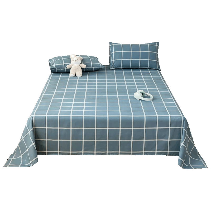 Grace 7A Antibacterial Brushed Bed Sheet Single Piece, Double Bed Sheet, All-Season Skin-Friendly Bedding, Plain Blue 230*250cm