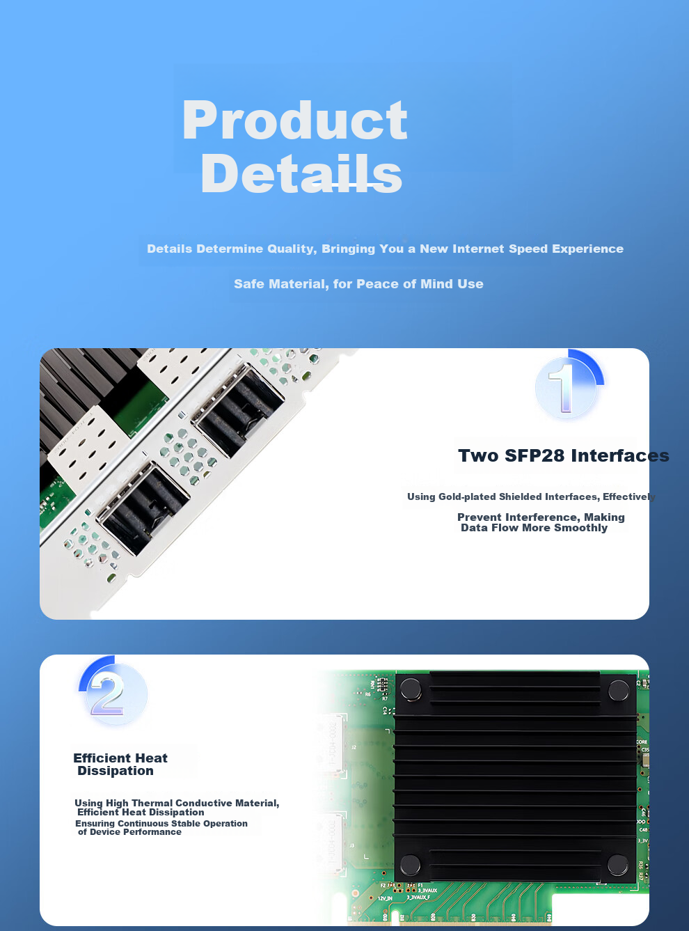 FLYBISH PCIe X8 25G Dual-Port Fiber Optic Mellanox ConnectX-5 Chip 25G Dual-Port Network Card Compatible with MCX512A-ACAT Supports RDMA Server Network Card 9