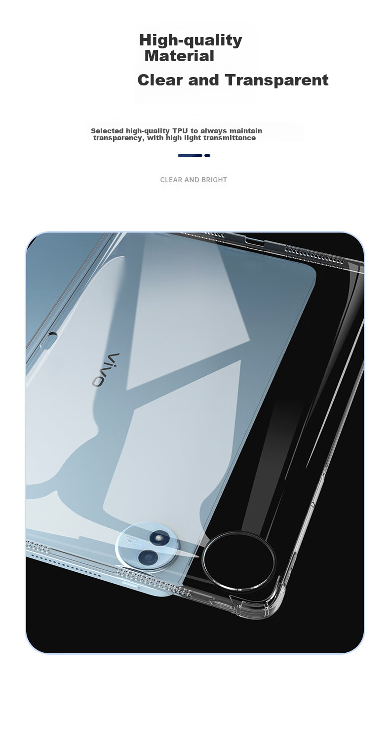BIAZE Compatible with Vivo Pad5 Pro/3 Pro/iQOO Pad5 Pro 13-Inch Tablet Case, TPU Shockproof Corner Protection Cover PB575 - Transparent White 8