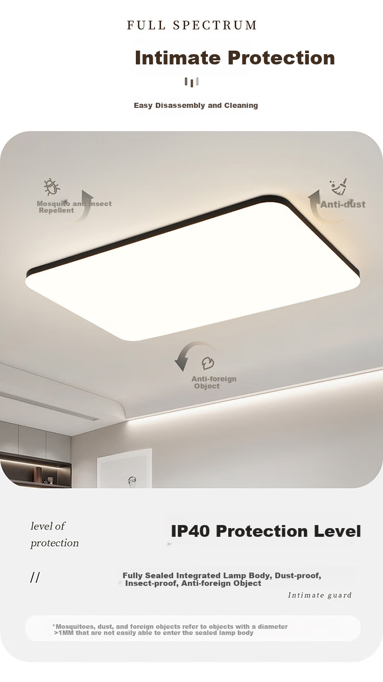 NVC Full Spectrum Eye Protection Ceiling Light, 132W, Living Room And Bedroom Smart Simple LED Fixture, Black - Langyu 7