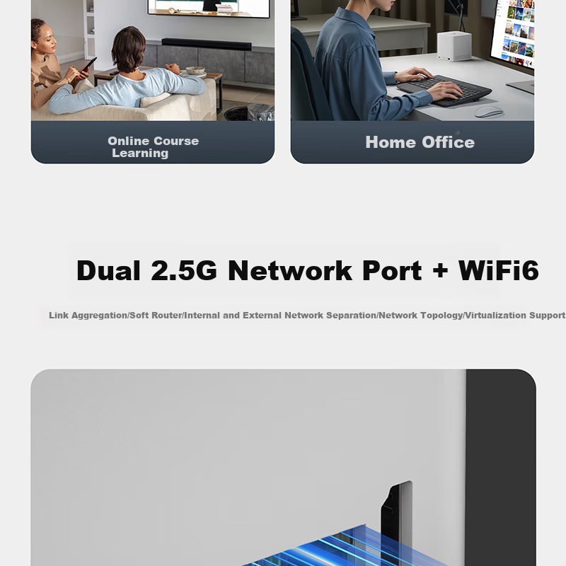 Lingke "Multi-Play" ME Mini 6-Bay SSD Mini PC N200 Dual 2.5G Soft Router Low-Noise Home Storage Computer Ubuntu 12G+64G+2TB 8