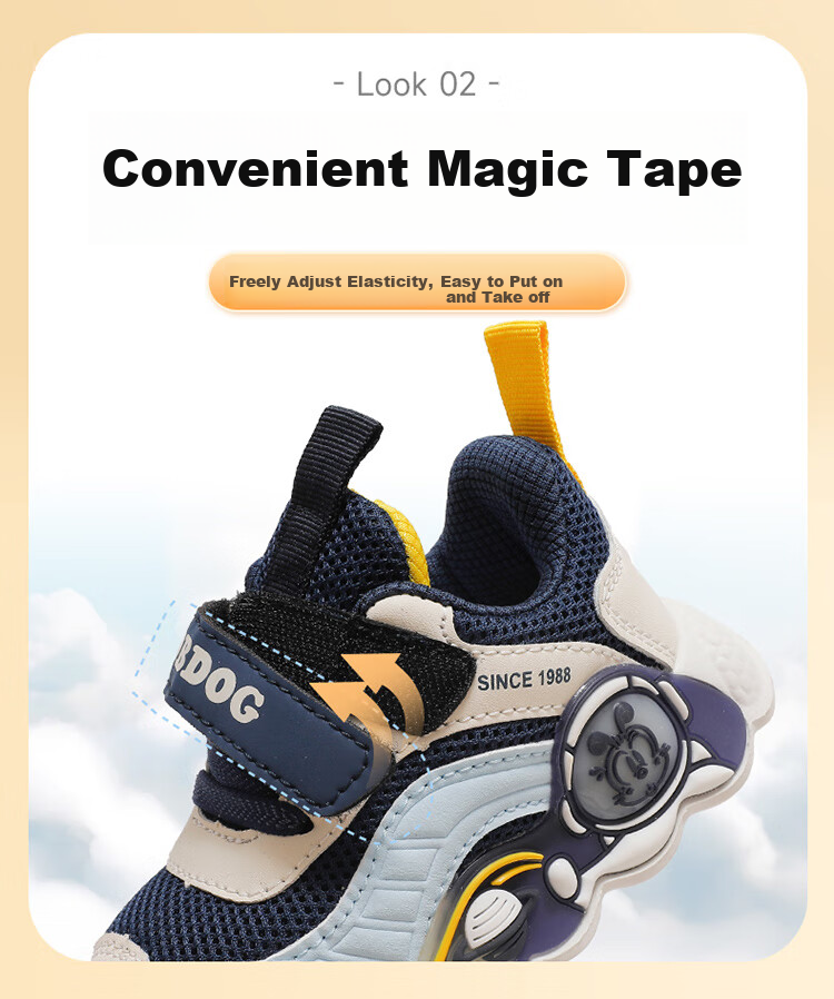 BOBDOG Kids Autumn Sports Shoes Soft Sole Boys Functional Walking Shoes 102343126 Navy Blue/Beige Size 25 6
