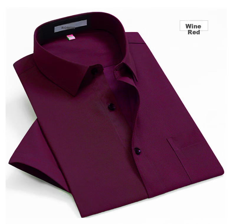 ROMON Short-Sleeve Shirt for Men, Summer Fashion Casual Solid Color Professional Workwear Versatile Dress Shirt D201 White Size 38 11