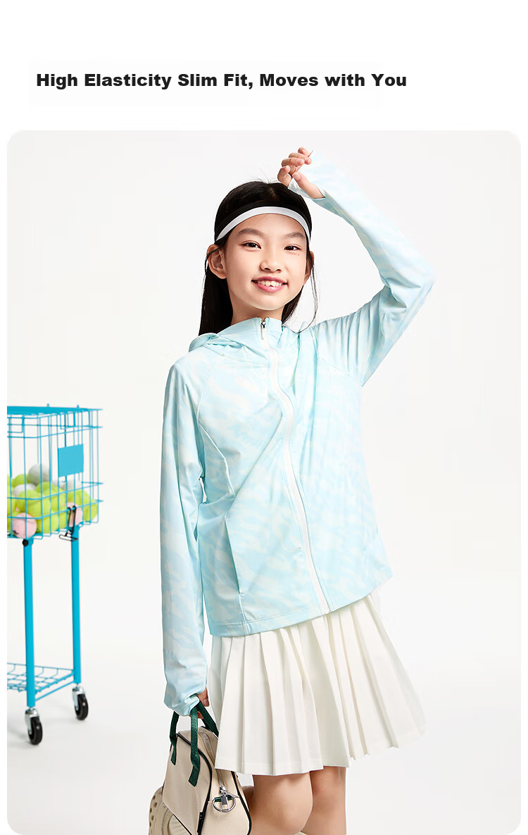 Annil Girls' Sun Protection Jacket, Summer 2025 New Ice-Cool Elastic Hooded Fashion Slim-Fit Sportswear 5