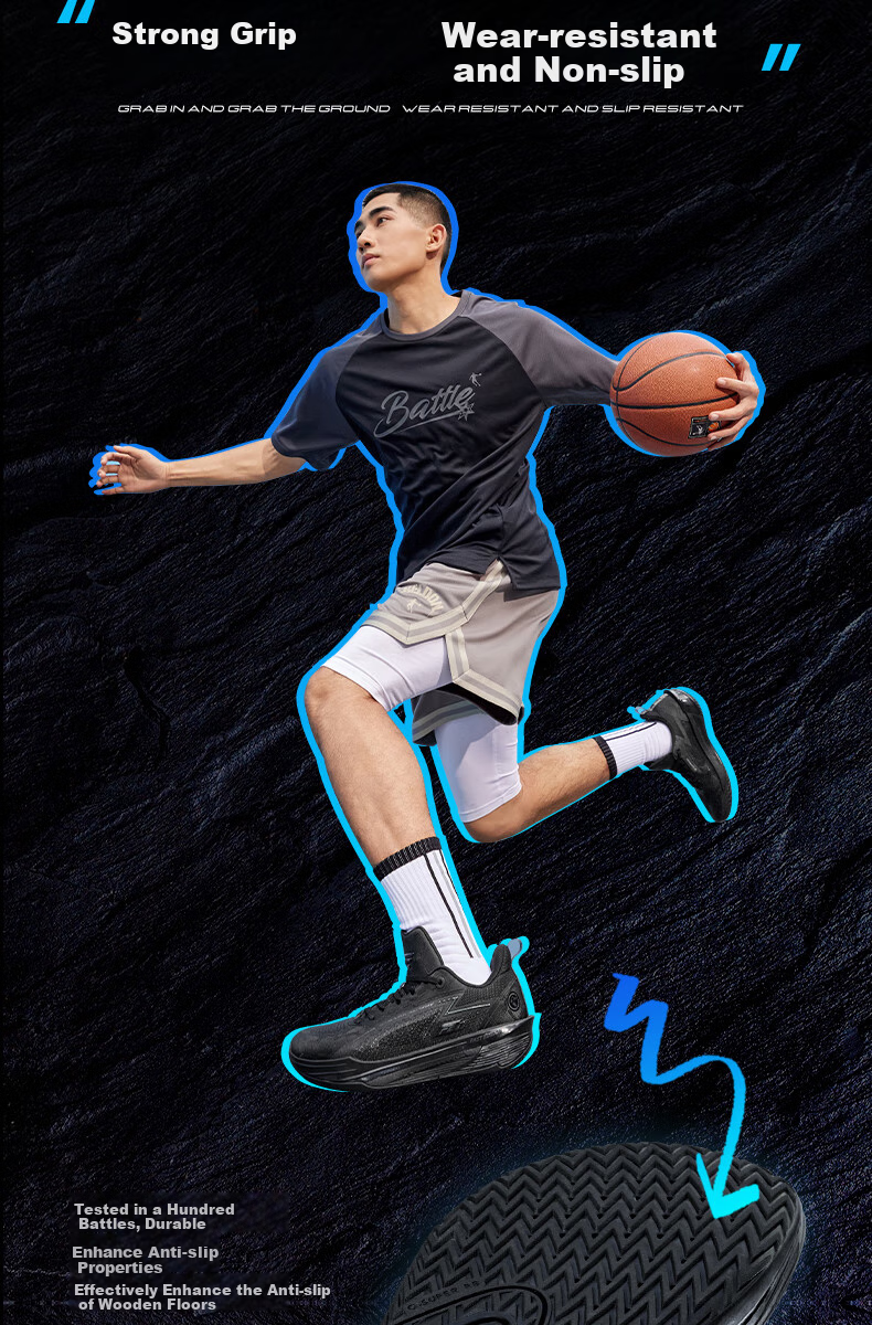QIAODAN Basketball Shoes for Men FE3.0, Low-Top, Lightweight, Shock-Absorbing, Wear-Resistant, Professional Performance Basketball Shoes 10