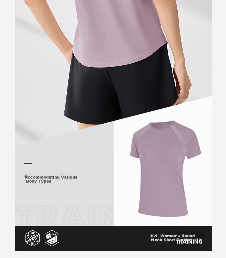 361° Women's Short-Sleeve Summer Clothing, New Cool-Feeling T-Shirt, Sun Protection Shirt, Ice Silk Sports Running Top, 662524116-7 17