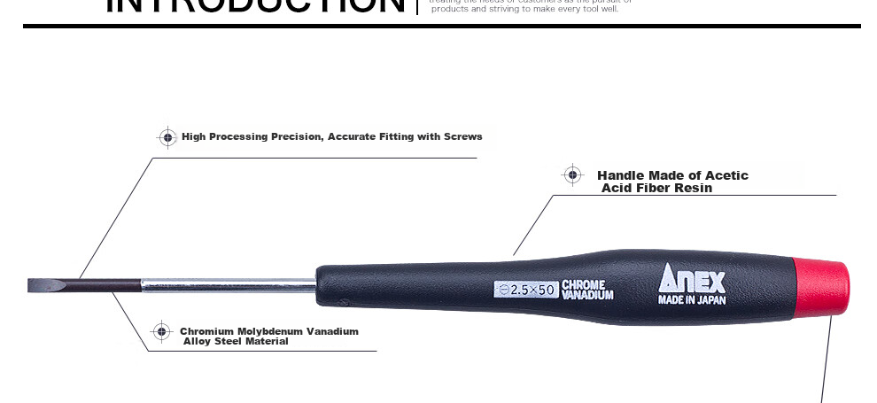 ANEX Precision Screwdriver No.3450 Flathead Screwdriver Model Screwdriver 2.5X75mm Flathead 7