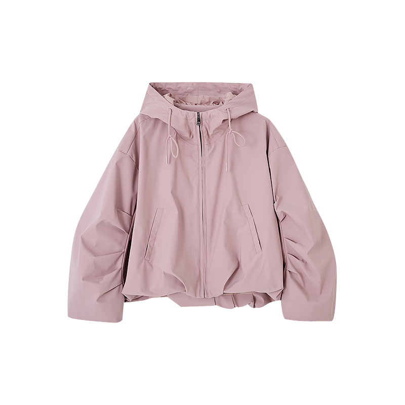 Dme [Dare to Act] Spring And Autumn High-Tech Triple-Protection Hooded Elegant Pleated Petite Short Women's Jacket