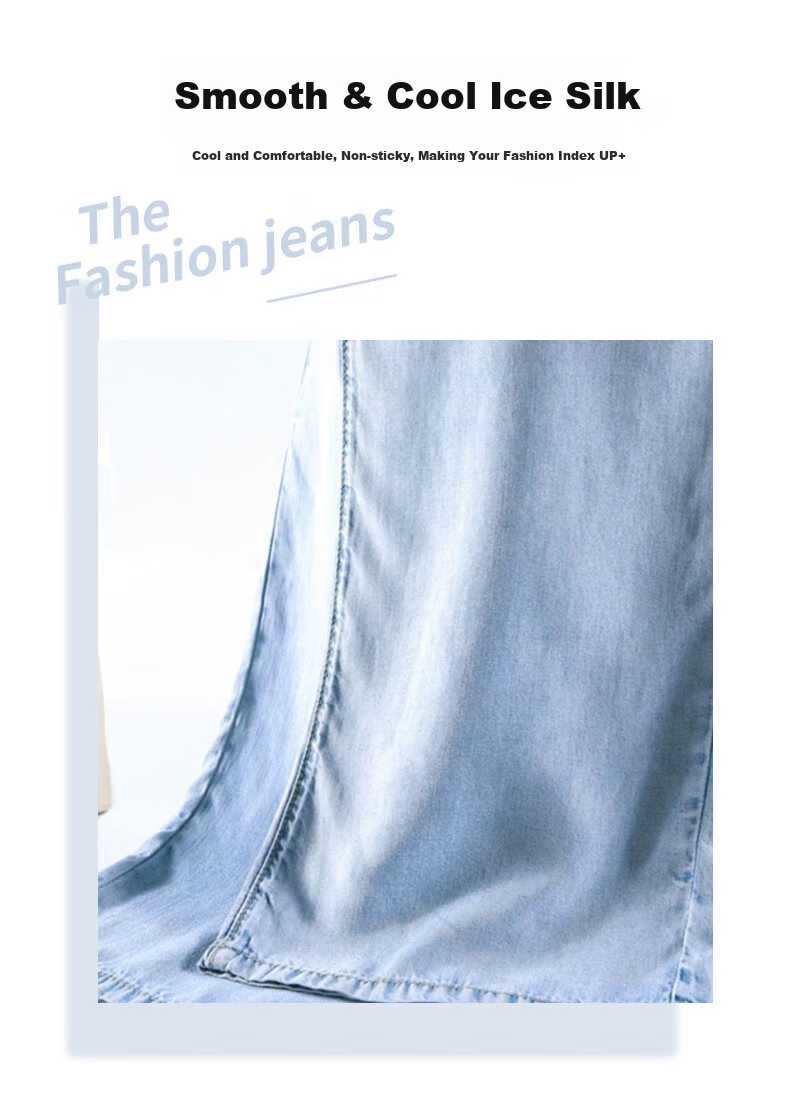 XUEXIMAN Tencel Jeans for Women, Summer Lightweight Slim Straight High-Waist Ice Silk Wide-Leg Pants, Casual Women's Trousers 2