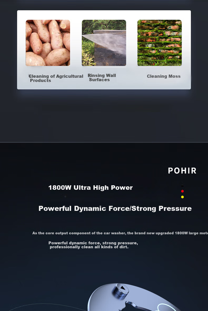 POHIR Car Washing Machine High-Pressure Water Gun, Household 220V Car Washer, Powerful Floor Cleaning Machine for Courtyard [Best-Selling Product] 6