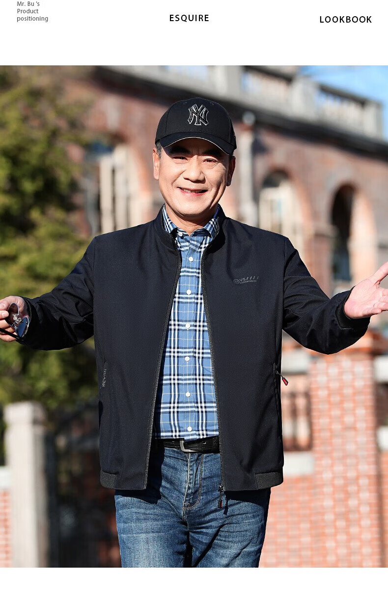 Baocaiyang Dad's Casual Stand-Collar Jacket for Men, Spring And Autumn Outerwear, Middle-Aged And Elderly Menswear, Clothing for Fathers And Grandfathers in Their 40s And 50s 18