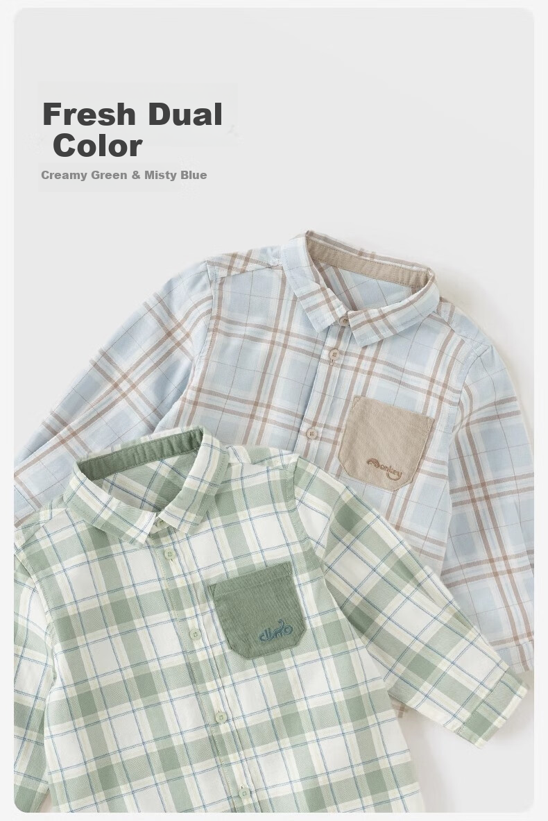 DAVE & BELLA Children's Shirt, Boys' Plaid Shirt, Baby Boy Autumn Cotton Top, Kids' Clothing 6