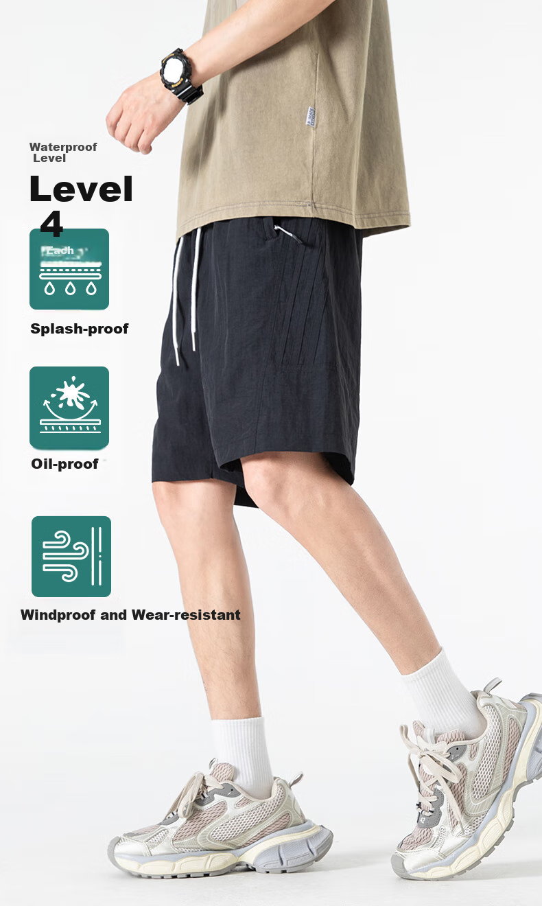 POUM Men's Ice Silk Summer Casual Quick-Dry Sports Plus Size Beach Shorts K009 Coral Pink M 2