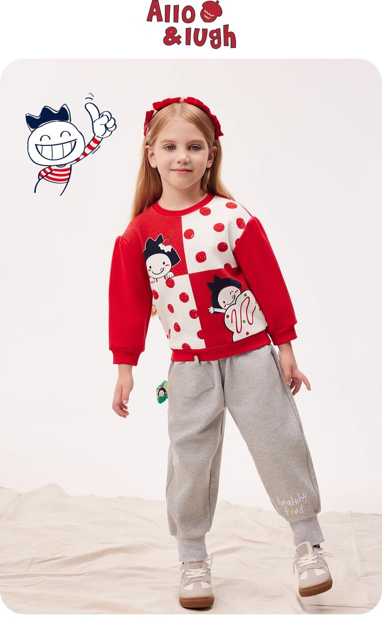 Allo&lugh Children's Autumn New Girls' Sweet Floral Print Korean Style Long Sleeve Sweatshirt, Pink, Size 140 1