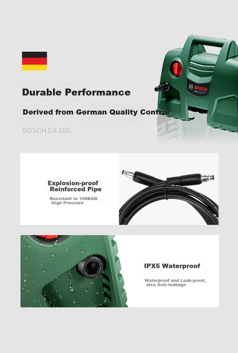 BOSCH EA100 Car Wash Machine High-Pressure Washer 220V Small Household High-Pressure Water Gun Water Pump Portable Device High Power 20