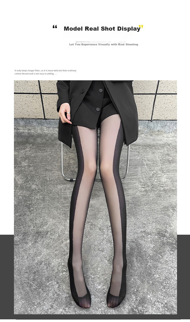LangSha Silk Stockings for Women, Summer Ultra-Thin Black Silk Side-Spliced Sexy Hot Girl INS Style Tights Pantyhose 11