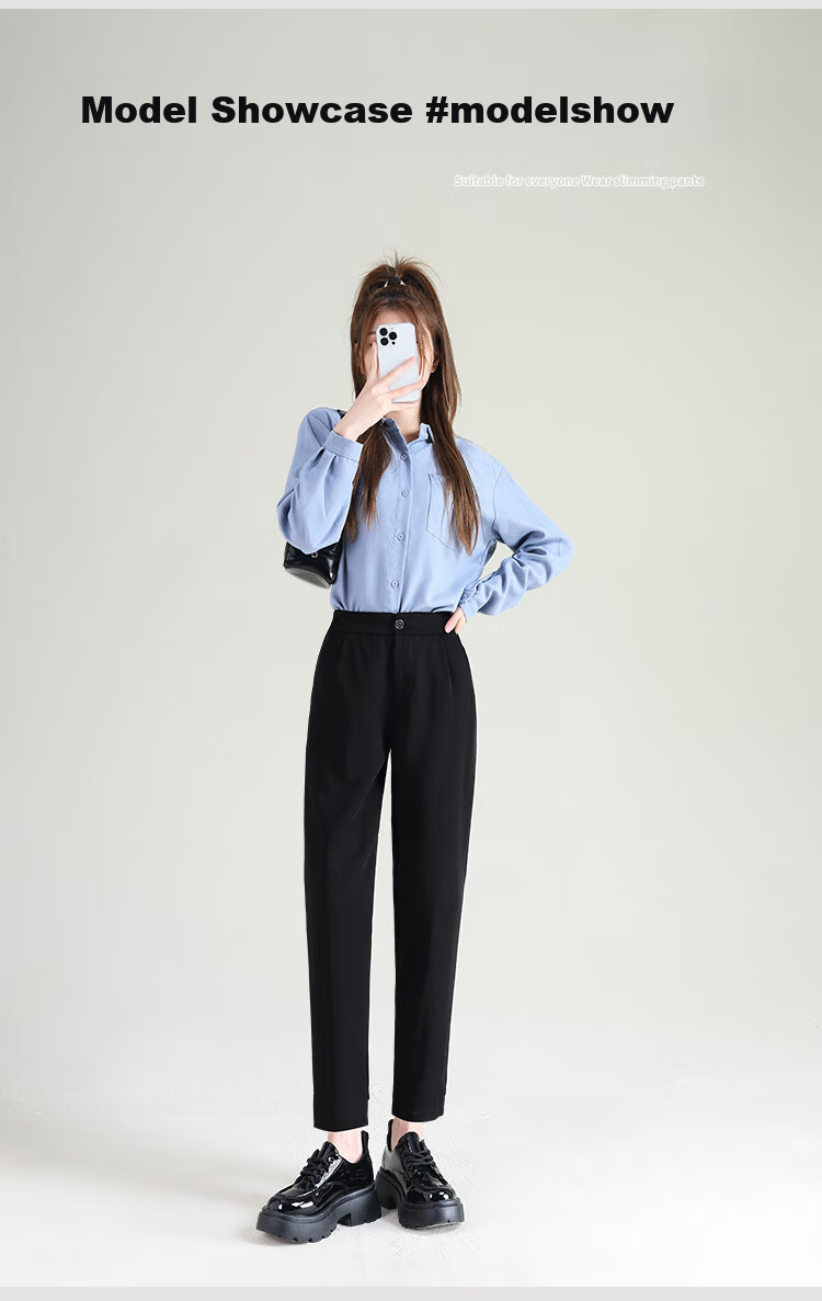 FitonTon Women's Suit Pants, New Spring/summer 2026 High-Waisted Loose Straight-Leg Cigarette Harem Pants, Slimming Draping Casual Trousers for Wome 11