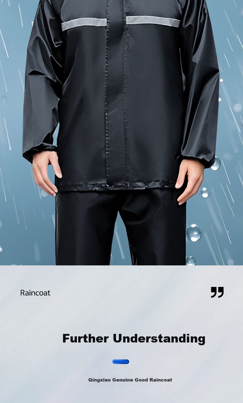 Qingxiao Raincoat Set, Thickened Oxford Cloth XXL, Heavy Rain Protection, Electric Scooter Delivery Rider Two-Piece Reflective Suit for Men And Wome 3