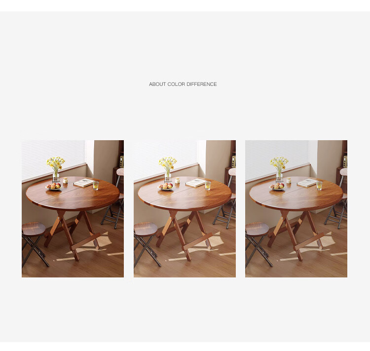 Yupin Foldable Round Dining Table, Simple Home Dining Table for Small Apartments, Outdoor Living Room Table And Chairs CJ123 Square Table Walnut 80 19
